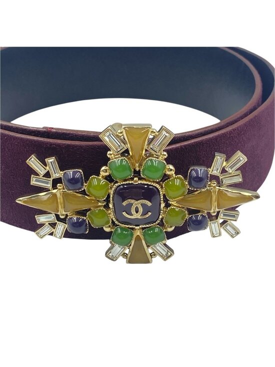Chanel Gripoix Belt CC Logo Suede Purple